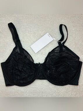 HSIA Enchanted Unlined Lace Underwire Bra 36DDD Black NWT